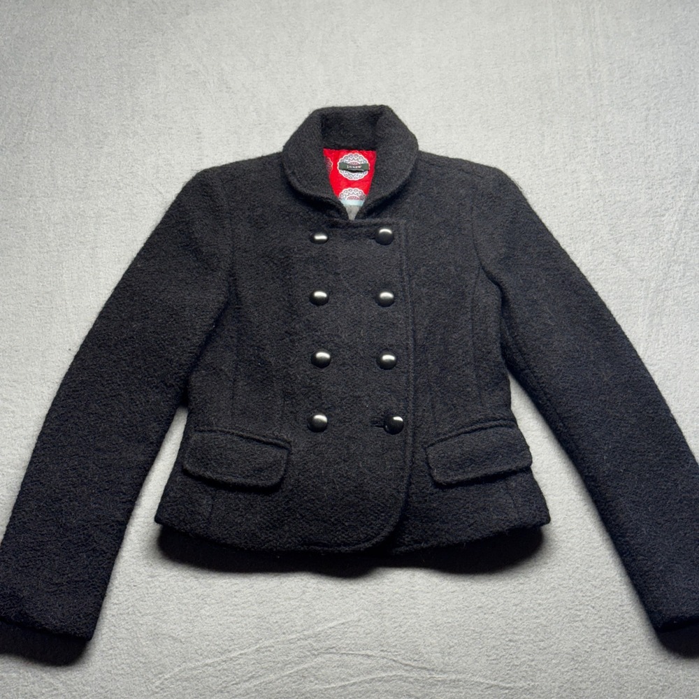 J. Crew Wool Blend Double Breasted Pea Coat Jacket Gray Size 6 Style 80061 - Picture 1 of 9